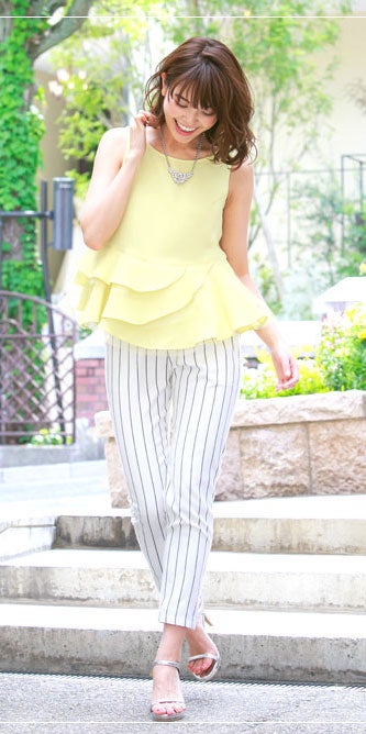 裾チュールノースリーブペプラムブラウストップス「神戸レタス」1880円（税込）