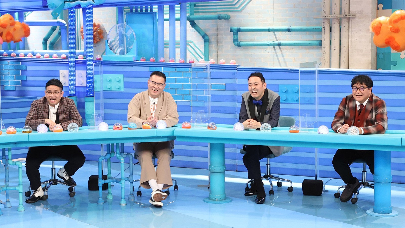 昴生、長谷川忍、田中卓志、カンニング竹山（C）フジテレビ