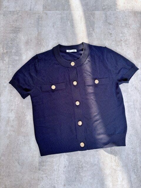 GU　メタルボタンカーディガン(半袖)Q　NAVY