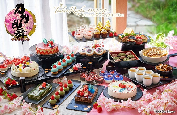 「刀剣乱舞」ストロベリービュッフェがお台場で、“刀剣男士”がプリンやケーキに