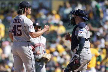 今井がメジャー初勝利 女房役がスライダー称賛「1つの球種だがいくつもの動きをする」 右にも左にも曲がり落ちる“魔球”に「クレイジーだ」