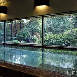京都の都心部ということを忘れさせる、緑豊かな庭園付きの浴場
