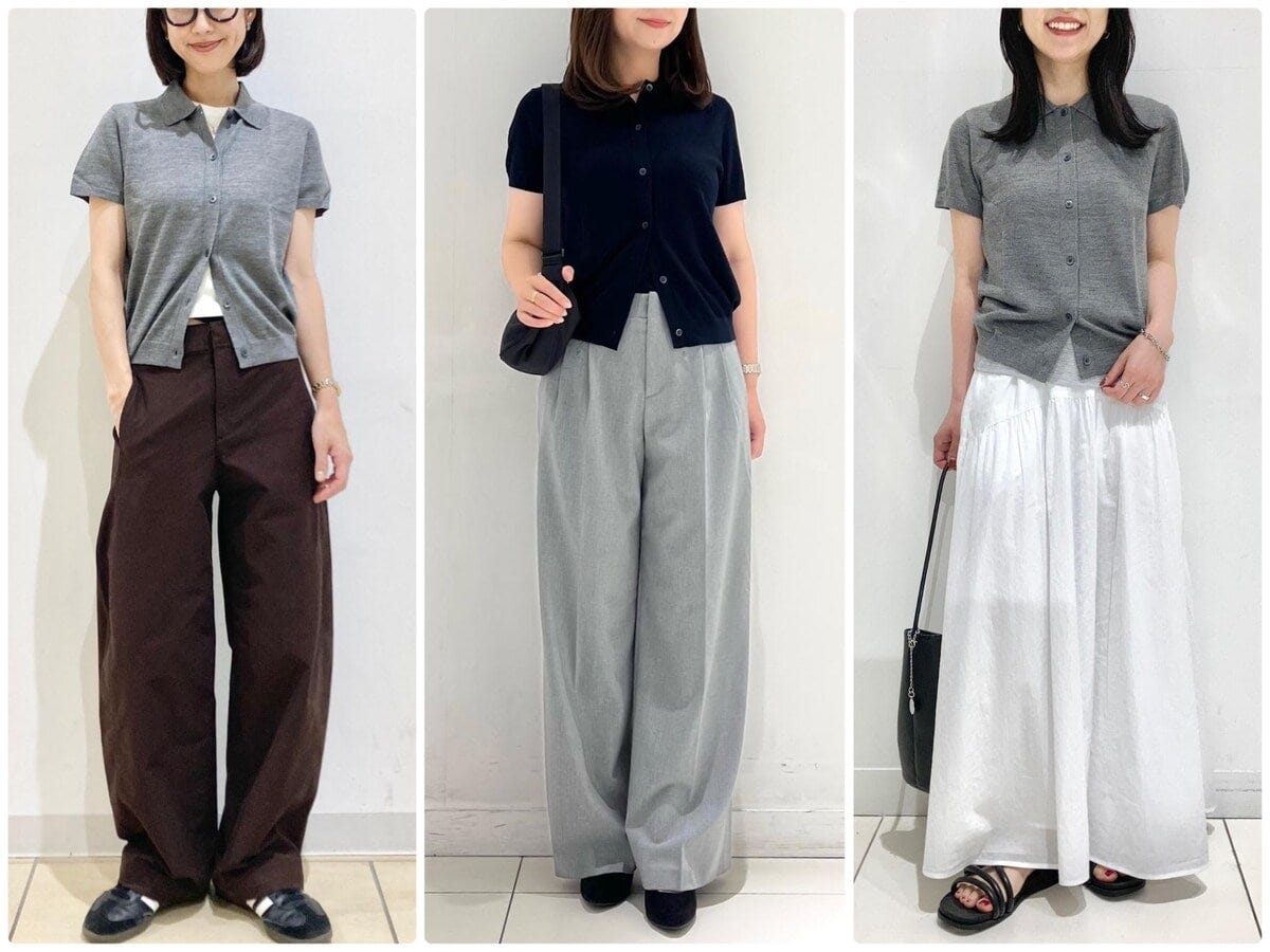 オンオフ問わず着られる、きれいめな半袖ポロカーディガンが「買い」です!