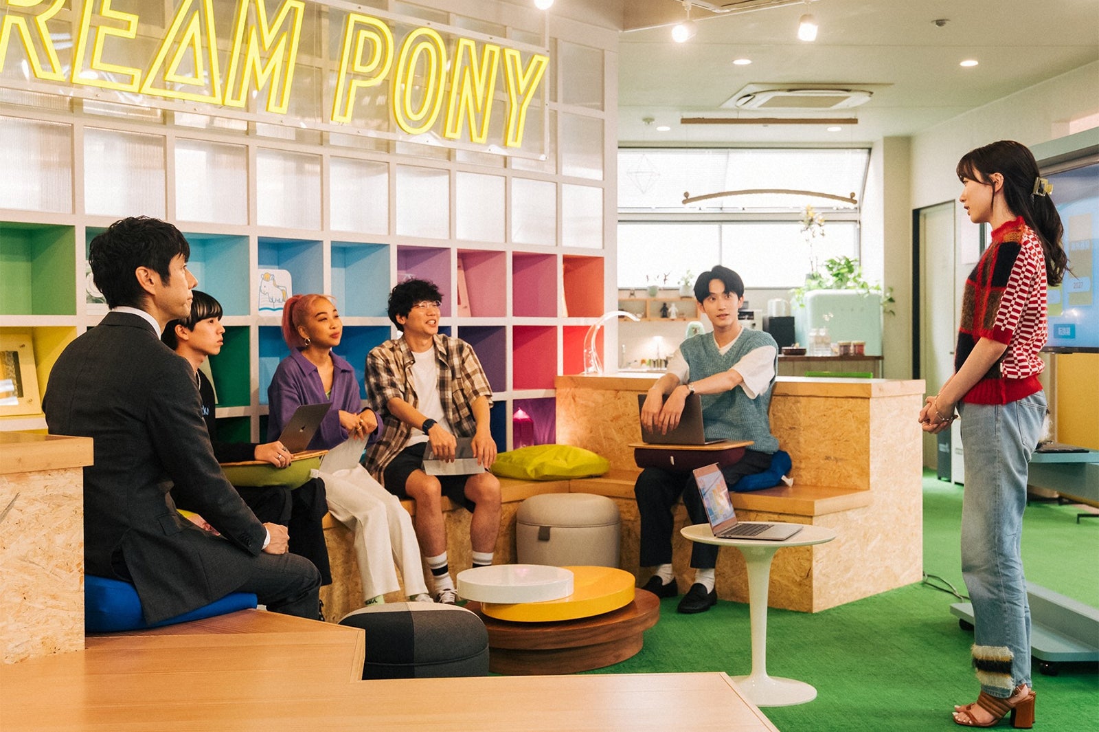 西島秀俊、坂東龍汰、青山テルマ、前原滉、杉野遥亮、永野芽郁／「ユニコーンに乗って」第9話より（C）TBS