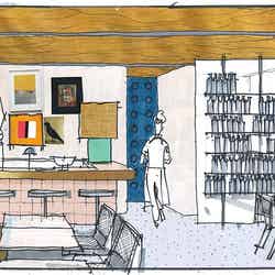 ビルの自宅と同じオリーブ色のソファも