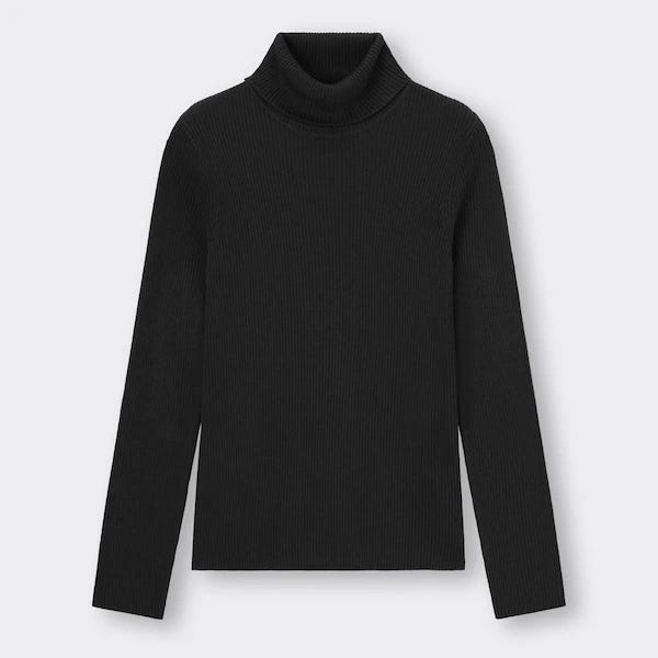 GU　リブタートルネックセーター　黒