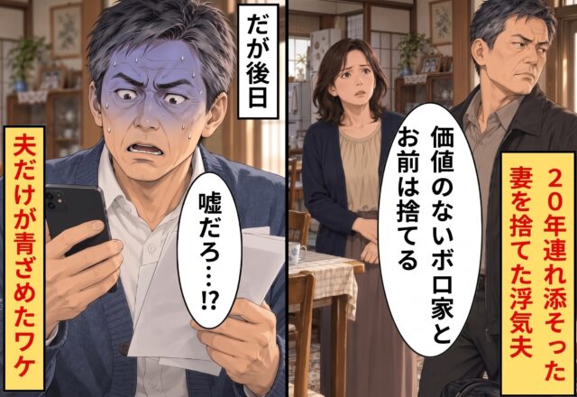 「価値のないボロ家とお前は捨てる」20年連れ添った妻を捨てた浮気夫。だが後日⇒夫だけが知らなかった事実に「嘘だ…」