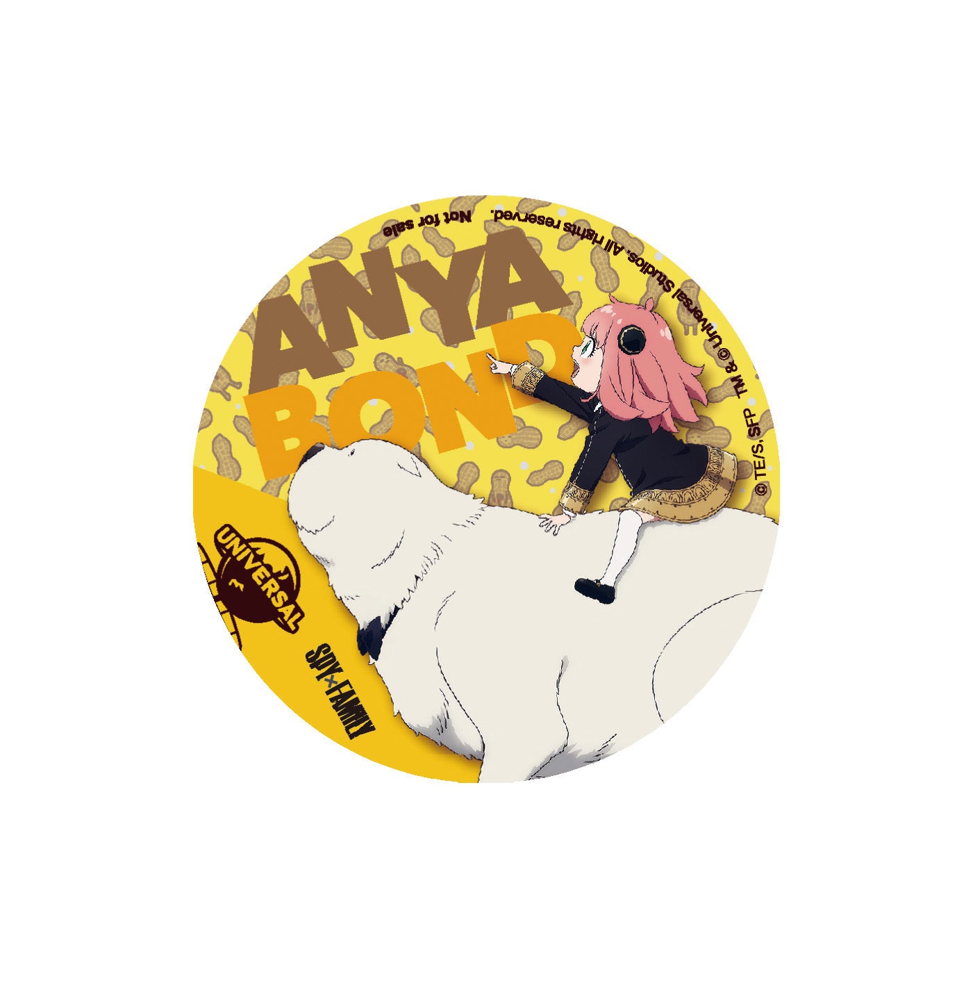 オリジナルデザインの缶バッジ アーニャ（C）遠藤達哉／集英社・ SPY × FAMILY 製作委員会