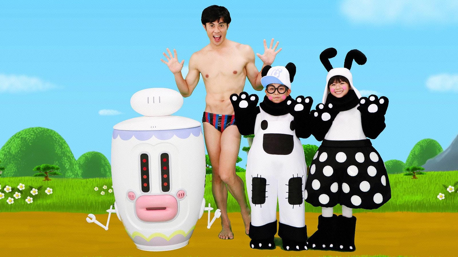 AIさん、小島よしお、じゃじゃじゃじゃ～ン（C）フジテレビ