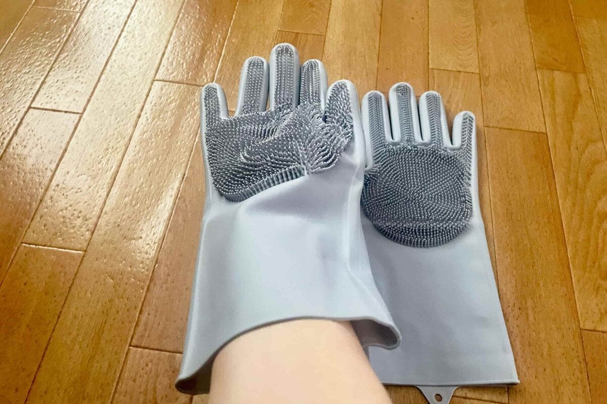 ブラシ付シリコーンお掃除手袋
