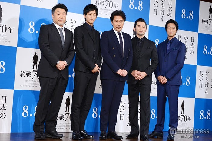 (左から)原田眞人監督、松坂桃李、役所広司、本木雅弘、堤真一