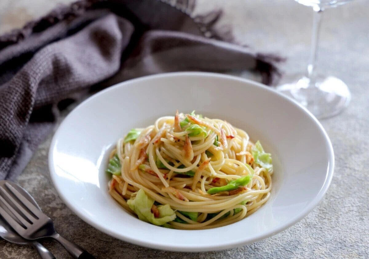 春キャベツと桜海老の和風パスタ