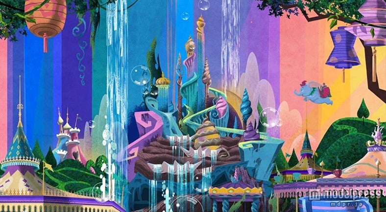 「東京ディズニーセレブレーションホテル：ウィッシュ」フロントカウンター裏のアート（C）Disney