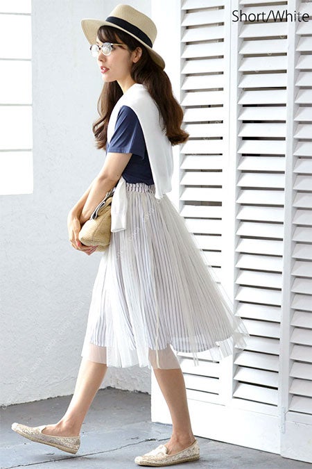 長さが選べるストライプチュールスカートcocaオリジナル「coca」3,490円（税込）