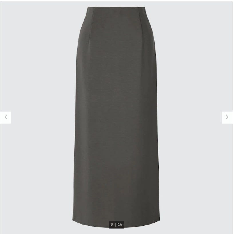 ユニクロ　uniqlo　レディース　アイテム　おすすめ　オススメ　トレンド　人気　コスパ　使える　おしゃれ　お洒落　オシャレ　2022　夏　人気　名品　ストレッチダブルフェイスナロースカート　グレー　スカート　ナロースカート