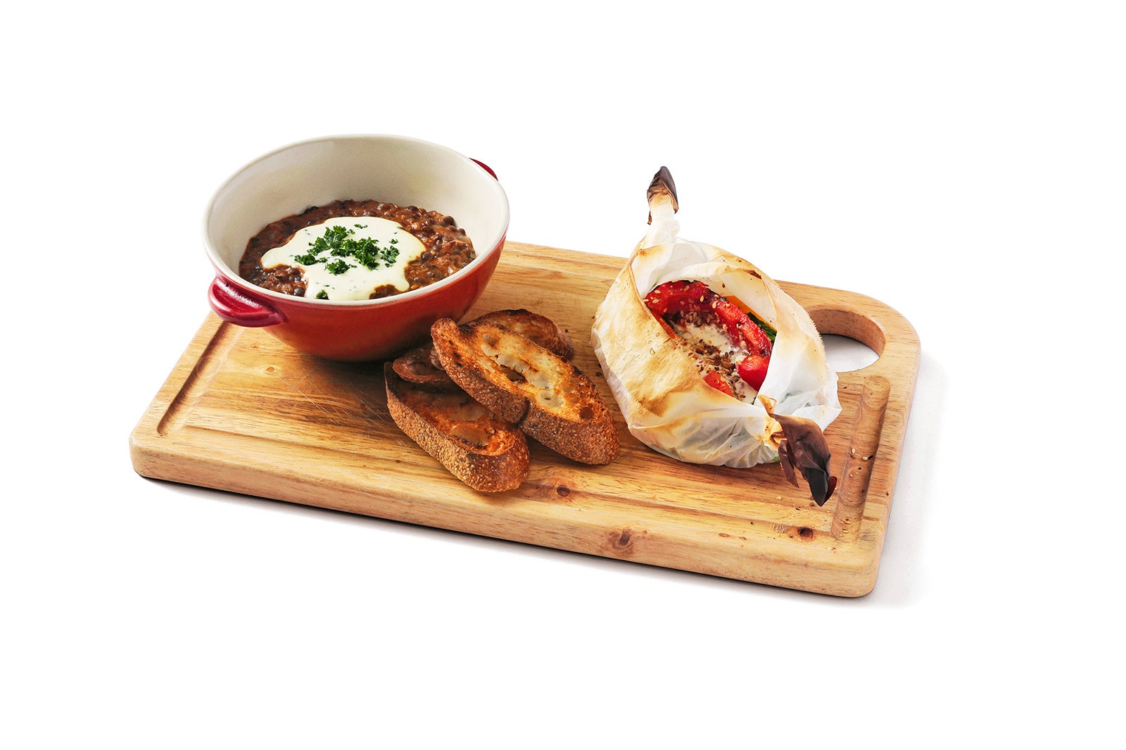 kiri ダール・カレーディップ旬野菜のローストパピヨット包み／画像提供：ベルジャポン