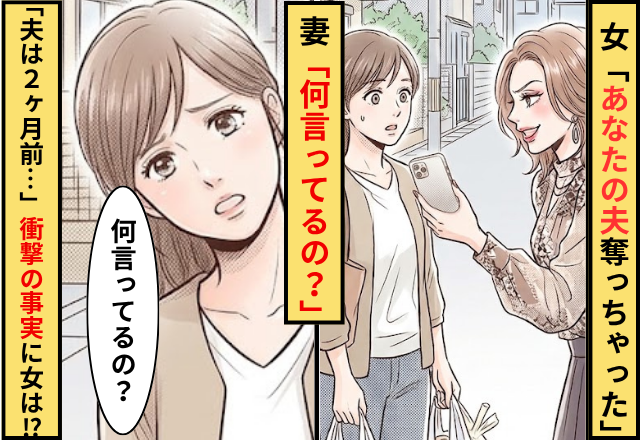 女「あなたの夫奪っちゃった」妻「何言ってるの？夫は2ヶ月前…」⇒衝撃の事実を知り…女「えっ…」
