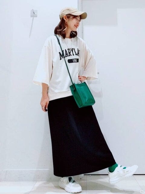 GLOBALWORK　黒ワンピース　着回しコーデ　レイヤード
