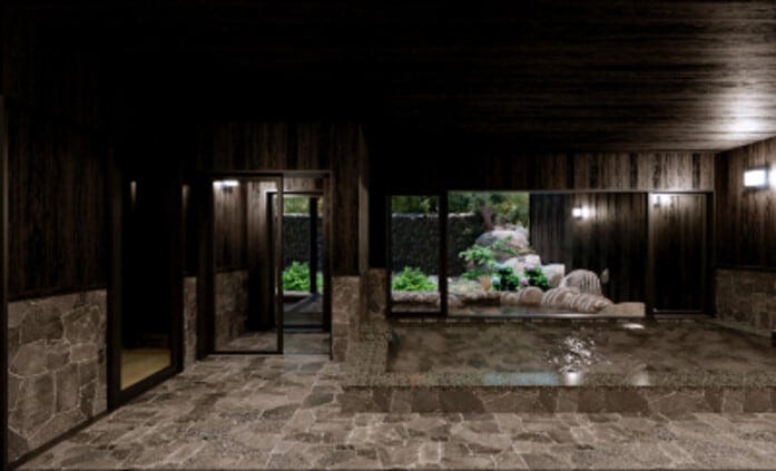 岩造りの内湯と露天風呂からなる大浴場