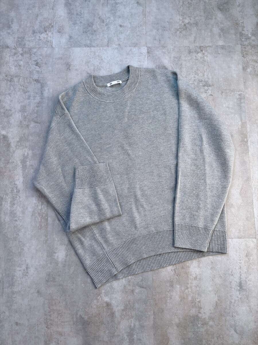 GUスウェットライクニットオーバーサイズプルオーバー　GRAY