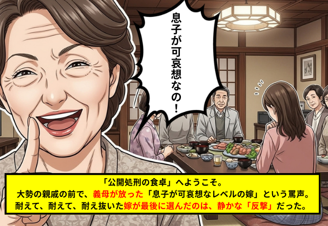 親戚の集まりで「嫁いびり」をする義母…→耐えかねた嫁が放った【痛烈な一言】にスカッと！
