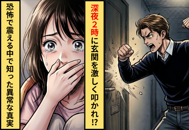 深夜2時、玄関のドアを【ガンッ！ガンッ！】と叩く音！？⇒恐怖で震えた私が“異常な真実”を知ってしまった話