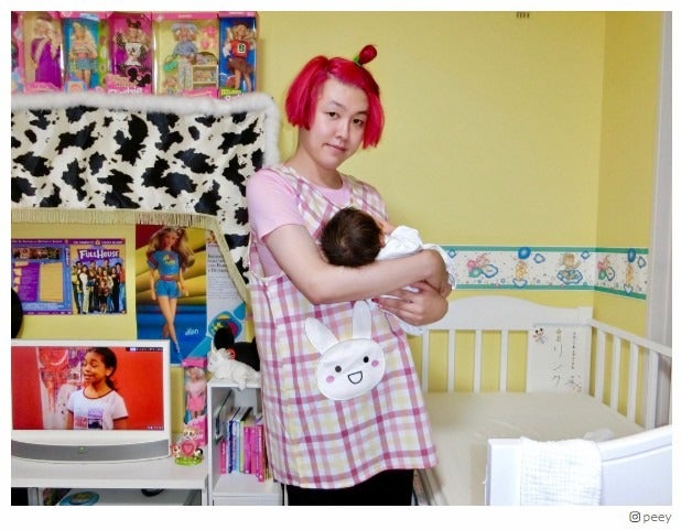 ぺえ、ぺこ＆りゅうちぇる第1子リンクくんに念願の対面 すっぴん＆保育士コーデに反響