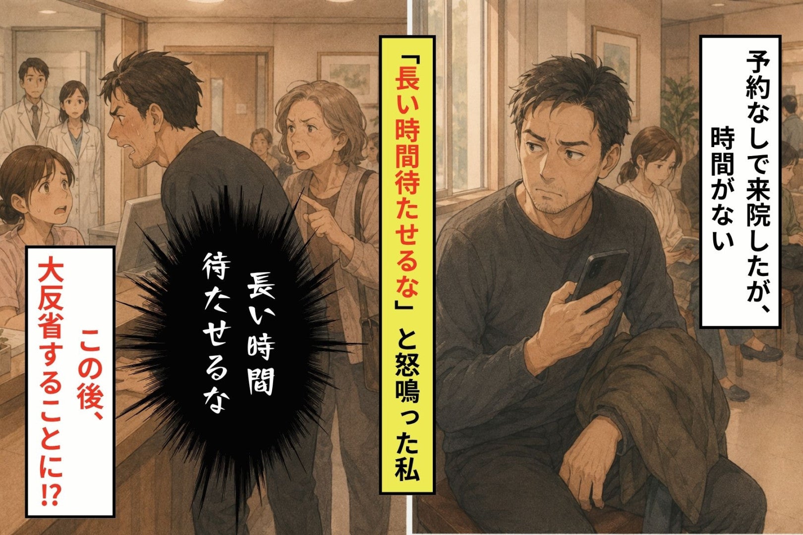 受付で「長い時間待たせるな」と怒鳴った私が、席へ戻った理由