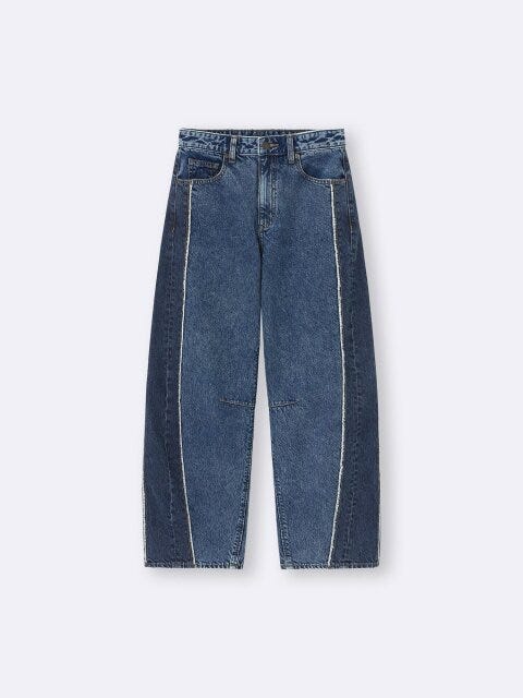 GU 2トーンバレルレッグジーンズ GUの2トーンバレルレッグジーンズ
