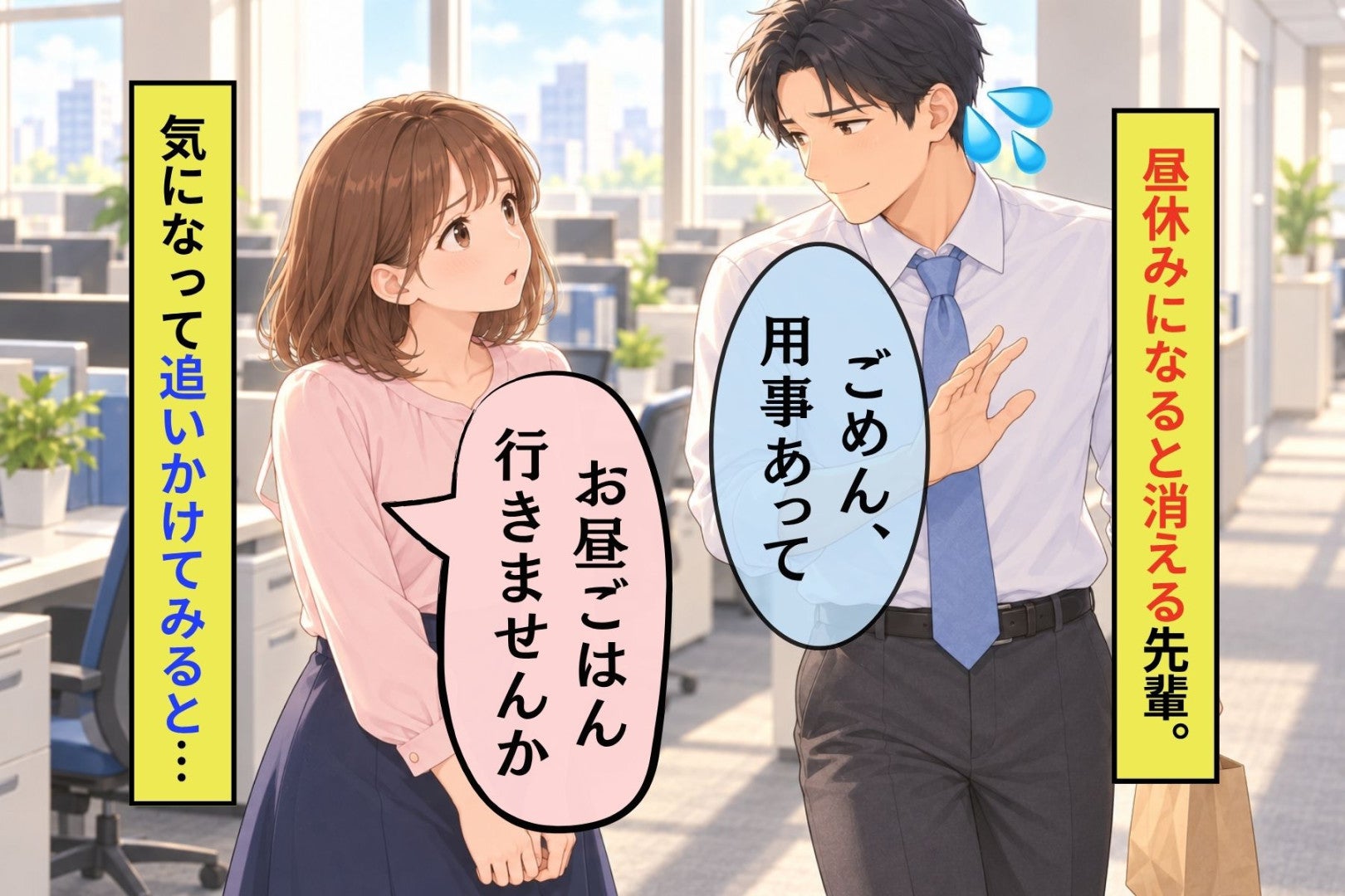 昼休みになると紙袋を持って消える先輩→後を追うと屋上へ続く階段の踊り場にあったのは