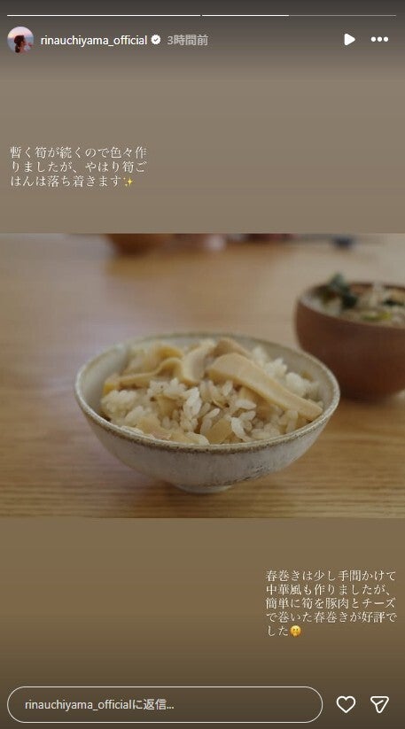 内山理名Instagramストーリーズより