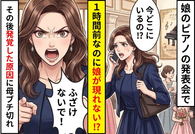 娘のピアノの発表会で…【開演1時間前】なのに娘が現れない！？しかし数十分後⇒”不在の原因”が発覚し母がブチ切れた話