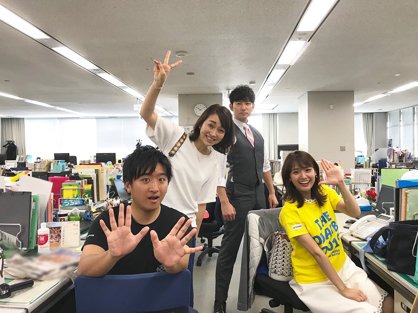 藤井弘輝アナ、戸部洋子アナ、生田竜聖アナ、井上清華アナ（提供写真）