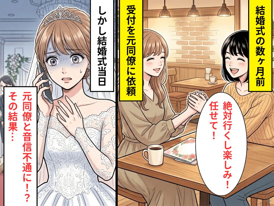 結婚式当日“受付”が無断欠席…そのまま音信不通に！？後日⇒判明した【まさかの事実】にドン引きした話