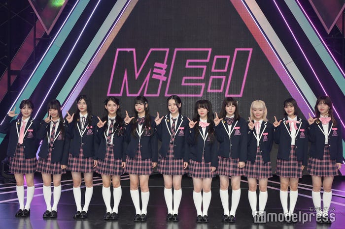 「ME:I」お披露目会見の様子(左から)海老原鼓、清水恵子、佐々木心菜、櫻井美羽、村上璃杏、笠原桃奈、高見文寧、山本すず、飯田栞月、石井蘭、加藤心(C)モデルプレス