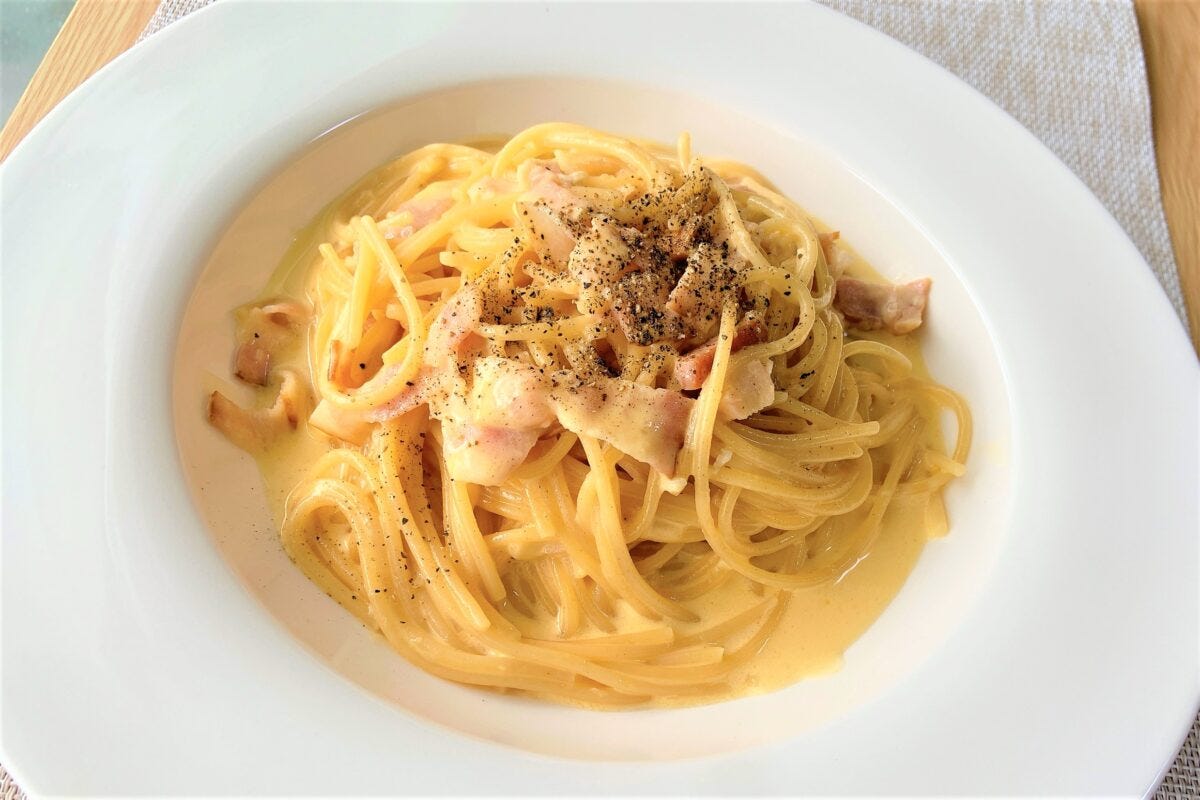 レンジで本格カルボナーラ