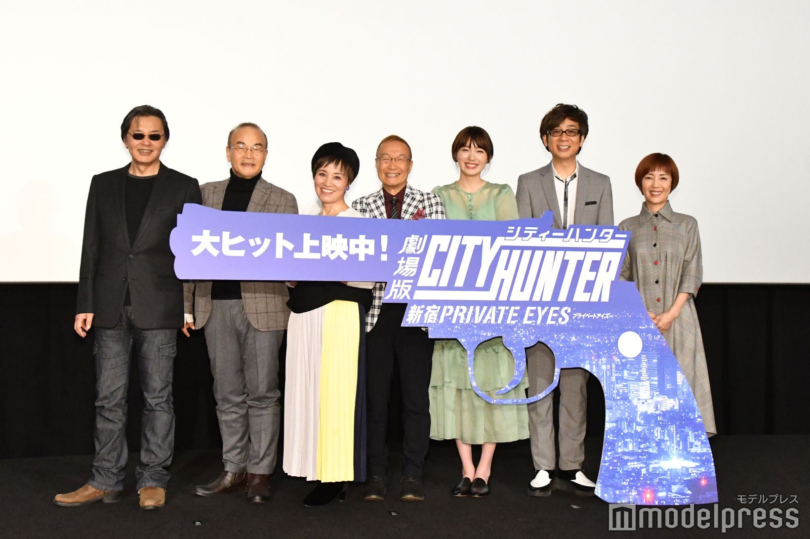 （左から）北条司、こだま兼嗣監督、伊倉一恵、神谷明、飯豊まりえ、山寺宏一、戸田恵子 （C）モデルプレス