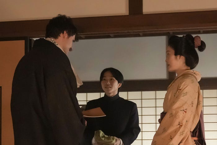 トミー・バストウ、下川恭平、高石あかり「ばけばけ」第46話(C)NHK