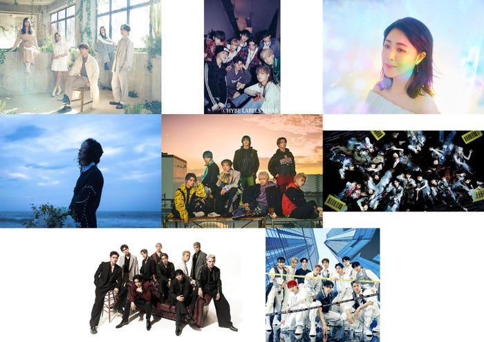 (上段左から)lol、&TEAM、菊池桃子(中段左から)キタニタツヤ、KID PHENOMENON、櫻坂46(下段左から)THE JET BOY BANGERZ、JO1(提供写真)