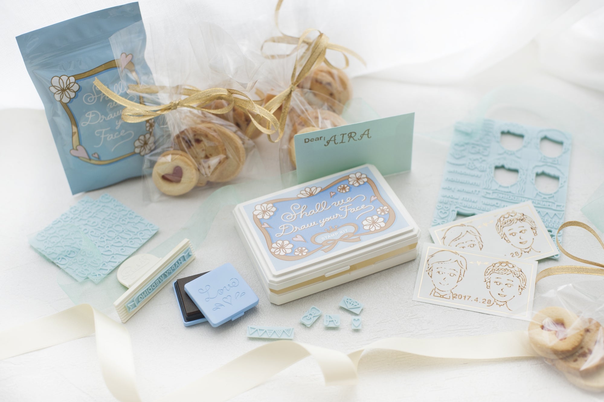 可愛いブルーの豪華スタンプ