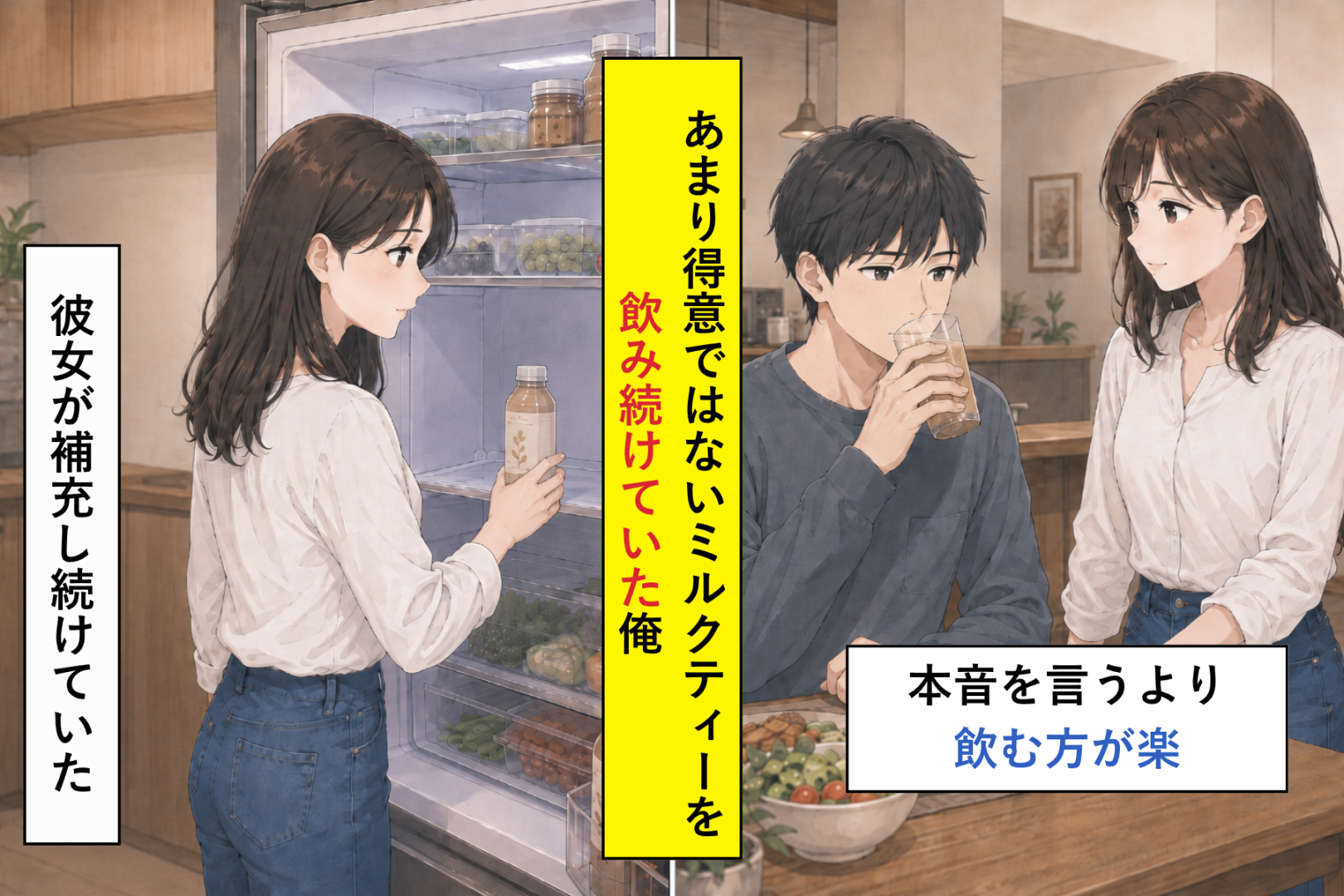 彼女が毎週買う同じミルクティーを半年飲み続けた俺が、言えずにいたこと