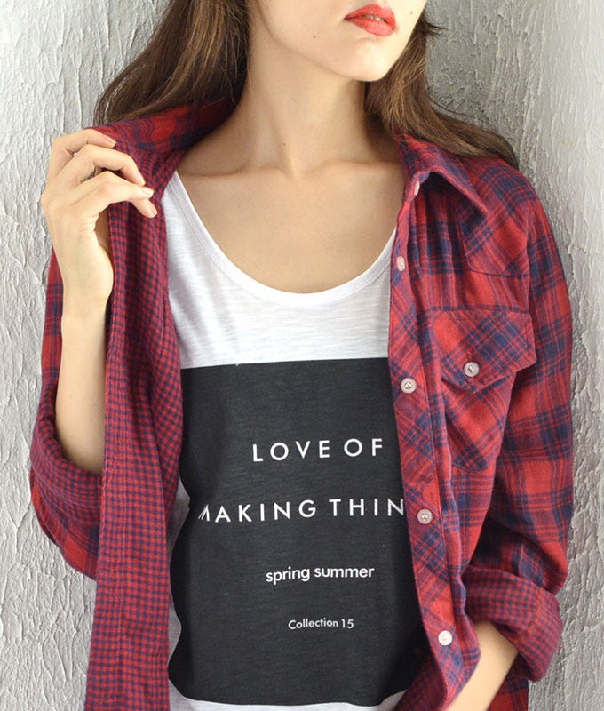 中まで可愛いゆったりシルエットのチェックシャツ「coca」2,990円(税込)/画像提供:coca