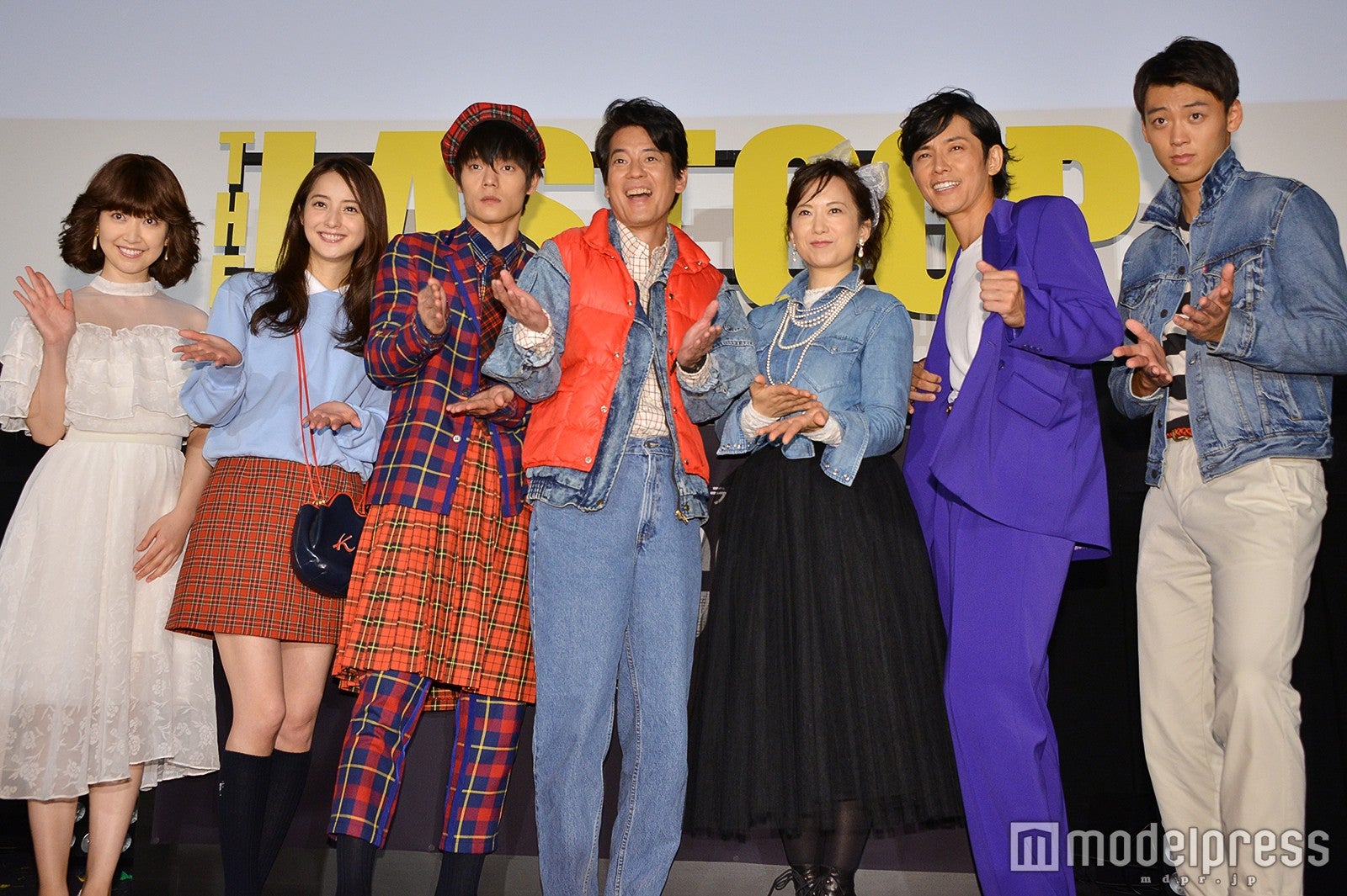 （左から）黒川智花、佐々木希、窪田正孝、唐沢寿明、和久井映見、藤木直人、竹内涼真（C）モデルプレス
