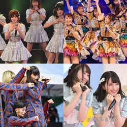 （左上から時計回りに）AKB48、SKE48、＝LOVE、BiSH （C）モデルプレス