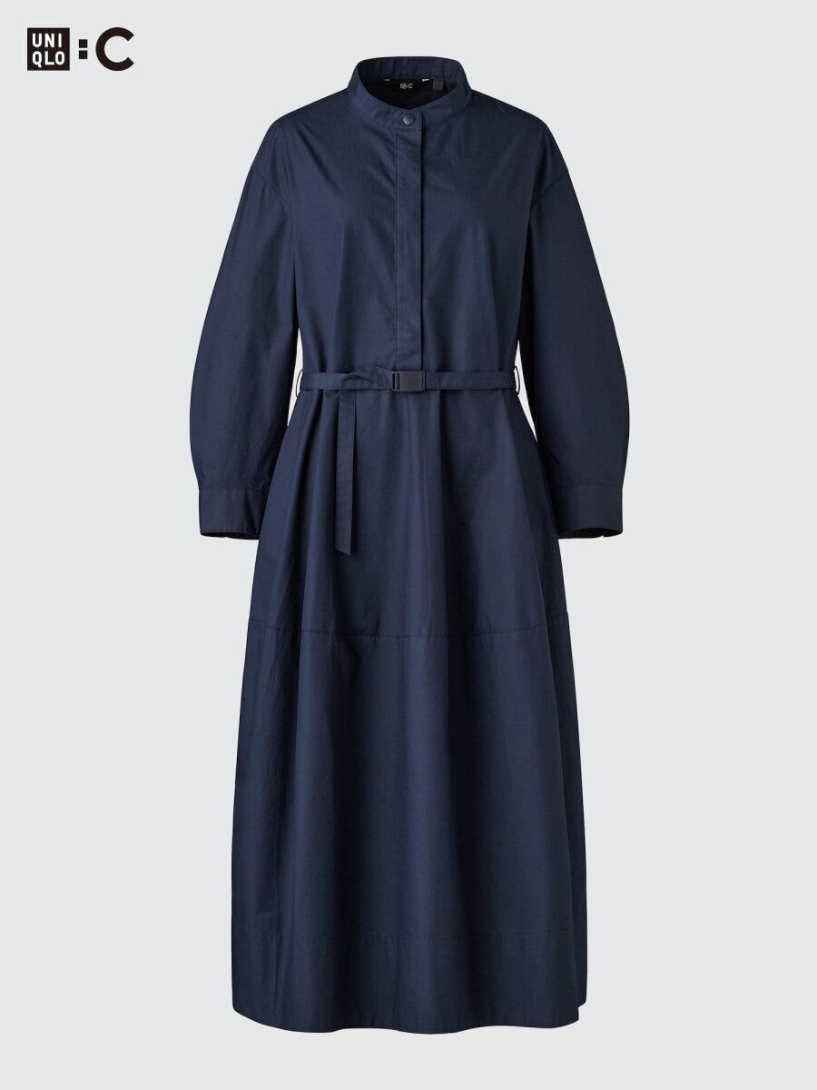 ユニクロのコットンボリュームスリーブワンピース