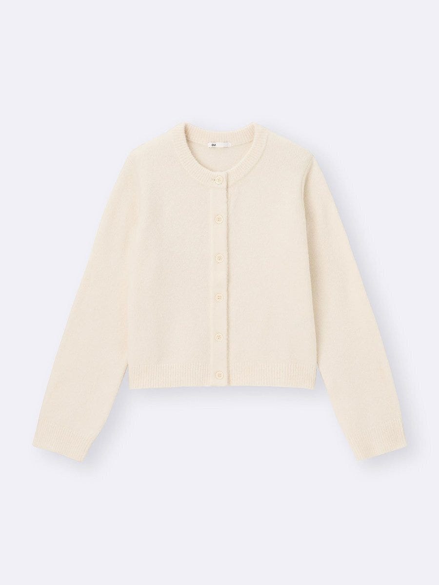 GUのパフニットクルーネックカーディガン