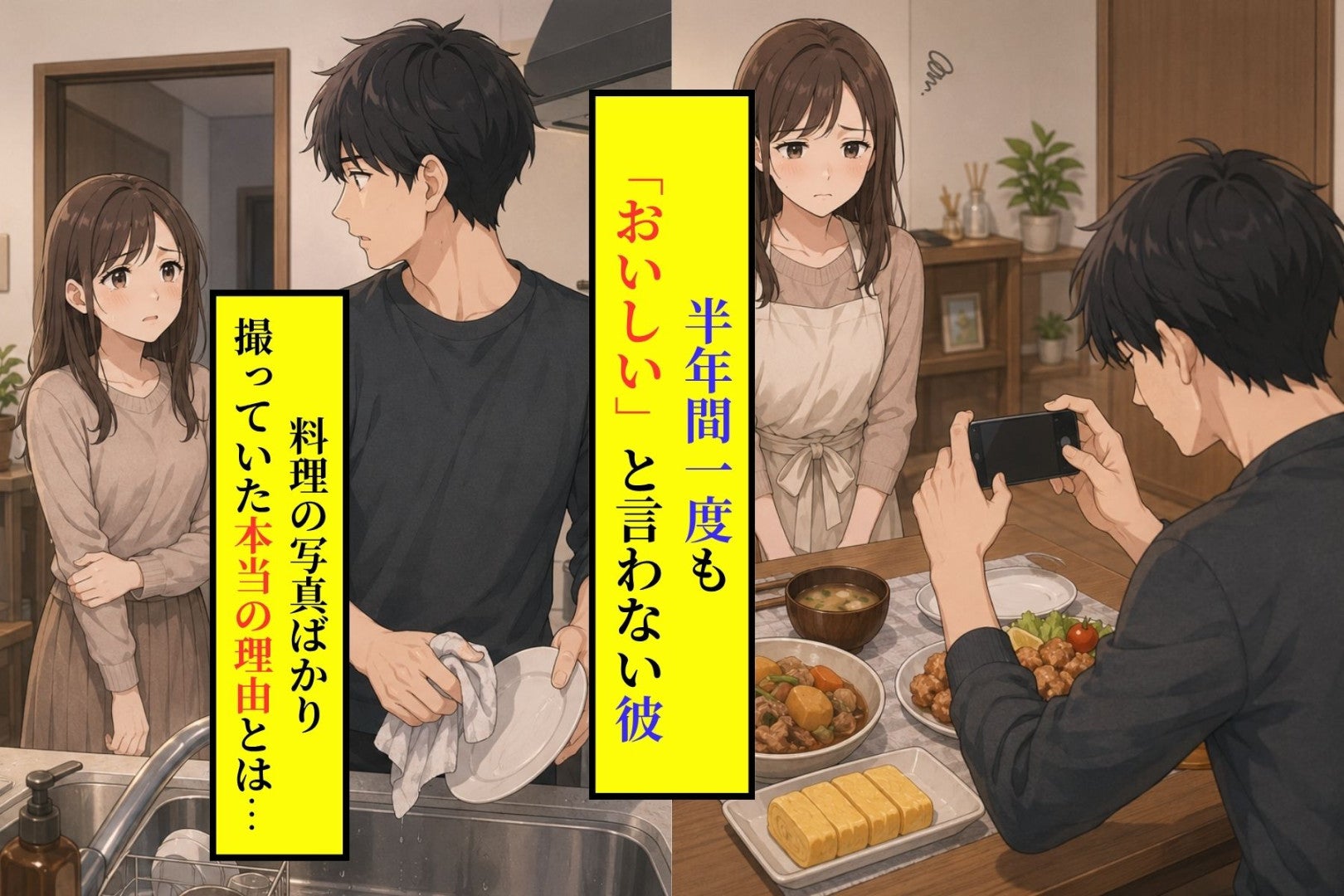 半年間一度も「おいしい」と言わない彼が、私の手料理の写真ばかり撮っていた本当の理由