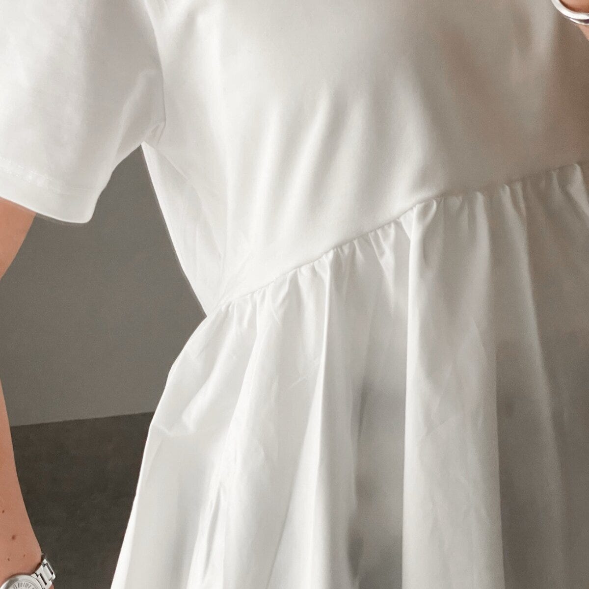 GU　布帛コンビネーションT　フレアデザイン　切り替え