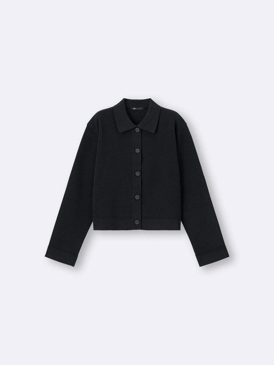 GUのミラノリブポロカーディガン