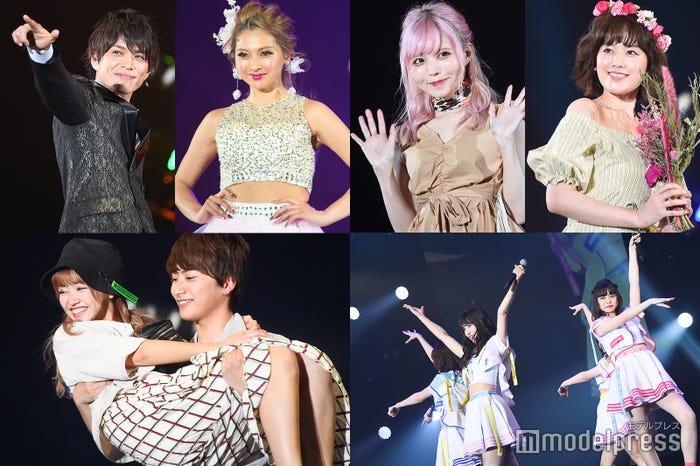 (左上から時計回りに)山本裕典、ゆきぽよ、益若つばさ、筧美和子、AKB48 Team8、なちょす&那須泰斗(C)モデルプレス